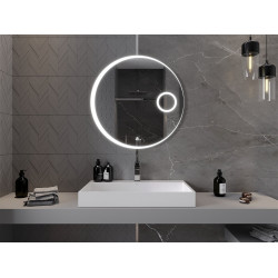Mexen Ella  Led fürdöszobai tükör    + Kozmetikai opció, kerek 80 cm, LED 6000K, + páramentesítö - 9811-080-080-611-00 Led Tükör
