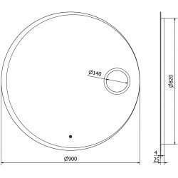 Mexen Ella  Led fürdöszobai tükör    + Kozmetikai opció, kerek 90 cm, LED 6000K, + páramentesítö - 9811-090-090-611-00 Led Tükör