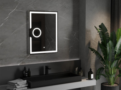 Mexen Onyx  Led fürdöszobai tükör    + Kozmetikai opció  80 x 60 cm, LED 6000K, + páramentesítö - 9813-080-060-611-00 Led Tükör