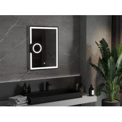 Mexen Onyx  Led fürdöszobai tükör    + Kozmetikai opció  80 x 60 cm, LED 6000K, + páramentesítö - 9813-080-060-611-00 Led Tükör Led Tükör 406594 Mexen