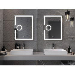Mexen Onyx  Led fürdöszobai tükör    + Kozmetikai opció  80 x 60 cm, LED 6000K, + páramentesítö - 9813-080-060-611-00 Led Tükör