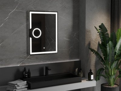 Mexen Onyx  Led fürdöszobai tükör    + Kozmetikai opció  100 x 80 cm, LED 6000K, + páramentesítö - 9813-100-080-611-00 Led Tükör