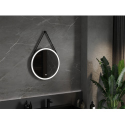 Mexen Reni  Led fürdöszobai tükör, kerek 60 cm, LED 6000K, + páramentesítö, fekete  keret  - 9812-060-060-611-70 Led Tükör Led Tükör 406594 Mexen