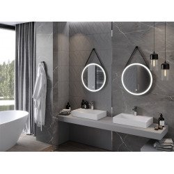 Mexen Reni  Led fürdöszobai tükör, kerek 70 cm, LED 6000K, + páramentesítö, fekete  keret  - 9812-070-070-611-70 Led Tükör Led Tükör 406594 Mexen