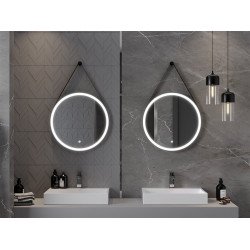 Mexen Reni  Led fürdöszobai tükör, kerek  80 cm, LED 6000K, + páramentesítö, fekete  keret  - 9812-080-080-611-70 Led Tükör