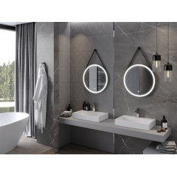 Mexen Reni  Led fürdöszobai tükör, kerek  80 cm, LED 6000K, + páramentesítö, fekete  keret  - 9812-080-080-611-70 Led Tükör Led Tükör 406594 Mexen