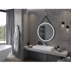 Mexen Reni  Led fürdöszobai tükör, kerek 90 cm, LED 6000K, + páramentesítö, fekete  keret  - 9812-090-090-611-70 Led Tükör Led Tükör 406594 Mexen