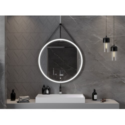 Mexen Reni  Led fürdöszobai tükör, kerek 100 cm, LED 6000K, + páramentesítö, fekete  keret  - 9812-100-100-611-70 Led Tükör