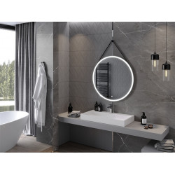 Mexen Reni  Led fürdöszobai tükör, kerek 100 cm, LED 6000K, + páramentesítö, fekete  keret  - 9812-100-100-611-70 Led Tükör Led Tükör 406594 Mexen