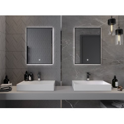 Mexen Erma  Led fürdöszobai tükör  50 x 70 cm, LED 6000K, + páramentesítö, fekete  keret  - 9814-050-070-611-70 Led Tükör