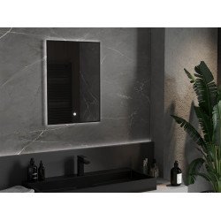 Mexen Erma  Led fürdöszobai tükör  50 x 70 cm, LED 6000K, + páramentesítö, fekete  keret  - 9814-050-070-611-70 Led Tükör Led Tükör 406594 Mexen
