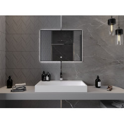 Mexen Erma  Led fürdöszobai tükör  80 x 60 cm, LED 6000K, + páramentesítö, fekete  keret  - 9814-080-060-611-70 Led Tükör