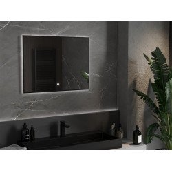 Mexen Erma  Led fürdöszobai tükör  80 x 60 cm, LED 6000K, + páramentesítö, fekete  keret  - 9814-080-060-611-70 Led Tükör Led Tükör 406594 Mexen