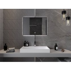 Mexen Erma  Led fürdöszobai tükör  100 x 80 cm, LED 6000K, + páramentesítö, fekete  keret  - 9814-100-080-611-70 Led Tükör