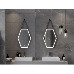 Mexen Orla  Led fürdöszobai tükör  50 x 70 cm, LED 6000K, + páramentesítö, fekete  keret  - 9815-050-070-611-70 Led Tükör