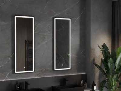 Mexen Coro  Led fürdöszobai tükör  50 x 150 cm, LED 6000K, + páramentesítö, fekete  keret  - 9817-050-150-611-70 Led Tükör