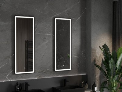 Mexen Coro  Led fürdöszobai tükör  50 x 150 cm, LED 6000K, + páramentesítö, fekete  keret  - 9817-050-150-611-70 Led Tükör
