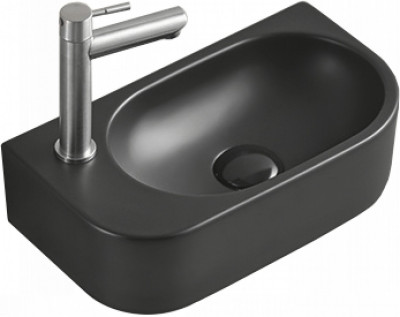 Mexen Viera  Mosdó kagyló  balos 40 x 21 cm,  fekete mat - 21274085L Mosdó csaplyukal