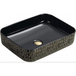Mexen Lorita   mosdó pultra helyezhetö  51 x 39 cm, fekete/arany  - 22135163 Pultra építhető Pultra építhető 406594 Mexen