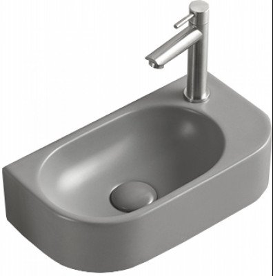 Mexen Viera  Mosdó kagyló   jobbos 40 x 21 cm,  szürke   mat - 21274061R Mosdó csaplyukal