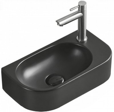 Mexen Viera  Mosdó kagyló   jobbos 40 x 21 cm,  fekete mat - 21274085R Mosdó csaplyukal