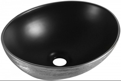 Mexen Elza   mosdó pultra helyezhetö  40 x 33 cm,  fekete mat/ezüst  - 21014023 Pultra építhető
