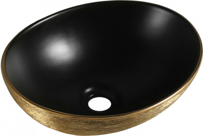 Mexen Elza   mosdó pultra helyezhetö  40 x 33 cm,  fekete mat/arany  - 21014027 Pultra építhető