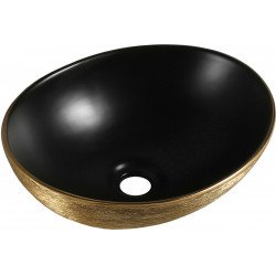 Mexen Elza   mosdó pultra helyezhetö  40 x 33 cm,  fekete mat/arany  - 21014027 Pultra építhető Pultra építhető 406594 Mexen