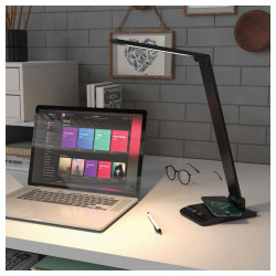 Asalite LED Asztali Lámpa dimmerelhetõ 7W (450 lumen) CCT Wireless USB ezüst Asztali LED lámpa
