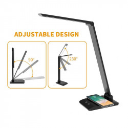 Asalite LED Asztali Lámpa dimmerelhetõ 7W (450 lumen) CCT Wireless USB fekete Asztali LED lámpa