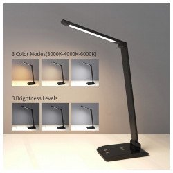 Asalite LED Asztali Lámpa dimmerelhetõ 7W (450 lumen) CCT Wireless USB fekete Asztali LED lámpa