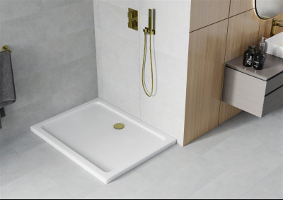 Mexen Slim Akril masszív zuhanytálca    90 x 80 cm, fehér + Ajándék szifon arany - 40108090G Akril zuhanytálca