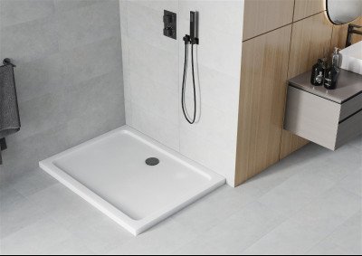 Mexen Slim Akril masszív zuhanytálca    90 x 80 cm, fehér + Ajándék szifon fekete - 40108090B Akril zuhanytálca