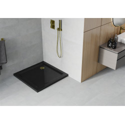 Mexen  Slim Akril masszív zuhanytálca    100 x 100 cm, fekete+szifon arany- 40701010G Akril zuhanytálca Akril zuhanytálca 406594 Mexen