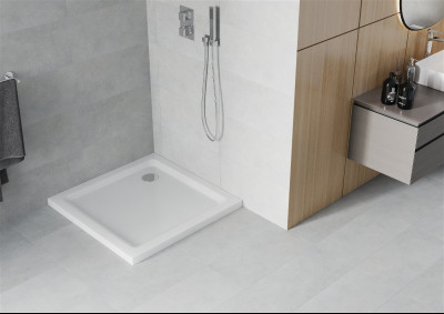 Mexen  Slim Akril masszív zuhanytálca    90 x 90 cm, fehér+szifon króm - 40109090 Akril zuhanytálca