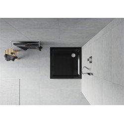 Mexen  Slim Akril masszív zuhanytálca    90 x 90 cm, fekete+szifon króm - 40709090 Akril zuhanytálca