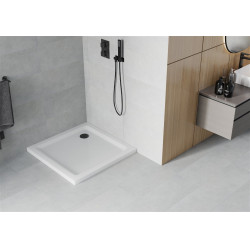 Mexen  Slim Akril masszív zuhanytálca    70 x 70 cm, fehér+szifon fekete - 40107070B Akril zuhanytálca Akril zuhanytálca 406594 Mexen