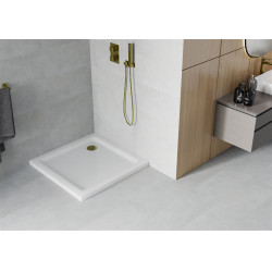 Mexen  Slim Akril masszív zuhanytálca    80 x 80 cm, fehér+szifon arany - 40108080G Akril zuhanytálca Akril zuhanytálca 406594 Mexen