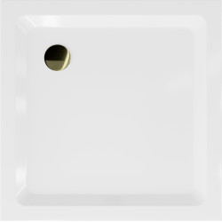 Mexen  Slim Akril masszív zuhanytálca    80 x 80 cm, fehér+szifon arany - 40108080G Akril zuhanytálca