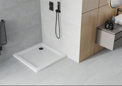 Mexen  Slim Akril masszív zuhanytálca    80 x 80 cm, fehér+szifon fekete - 40108080B Akril zuhanytálca