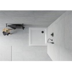Mexen  Slim Akril masszív zuhanytálca    80 x 80 cm, fehér+szifon fekete - 40108080B Akril zuhanytálca