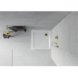 Mexen  Slim Akril masszív zuhanytálca    90 x 90 cm, fehér+szifon arany - 40109090G Akril zuhanytálca