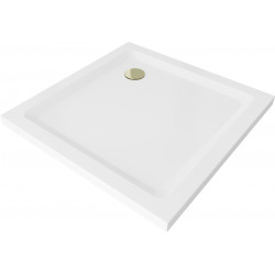 Mexen  Slim Akril masszív zuhanytálca    100 x 100 cm, fehér+szifon arany - 40101010G Akril zuhanytálca Akril zuhanytálca 406594 Mexen
