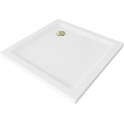 Mexen  Slim Akril masszív zuhanytálca    100 x 100 cm, fehér+szifon arany - 40101010G Akril zuhanytálca