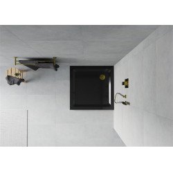 Mexen  Slim Akril masszív zuhanytálca    80 x 80 cm, fekete+szifon arany - 40708080G Akril zuhanytálca