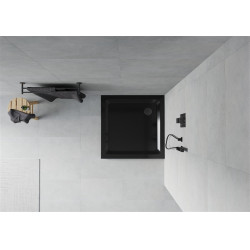 Mexen  Slim Akril masszív zuhanytálca    80 x 80 cm, fekete+szifon fekete - 40708080B Akril zuhanytálca