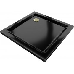 Mexen  Slim Akril masszív zuhanytálca    90 x 90 cm, fekete+szifon arany - 40709090G Akril zuhanytálca Akril zuhanytálca 406594 Mexen