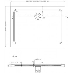 Mexen  Slim Akril masszív zuhanytálca    90 x 90 cm, fekete+szifon arany - 40709090G Akril zuhanytálca