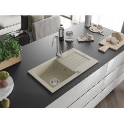 Mexen Pablo  konyhai mosogató gránit 1 medence+csepegtetö+ pop up szifon   75,2 x 43,6 cm, beige - 6510751010-69 1 medencés 1 medencés 406959 Mexen