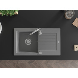 Mexen Pablo  konyhai mosogató gránit 1 medence+csepegtetö+ pop up szifon   75,2 x 43,6 cm, szürke  - 6510751010-71 1 medencés